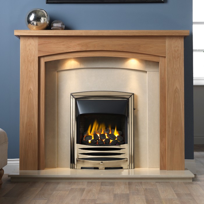 Allerton 54" Light Oak Veneer Fireplace Suite by The Gallery Collection