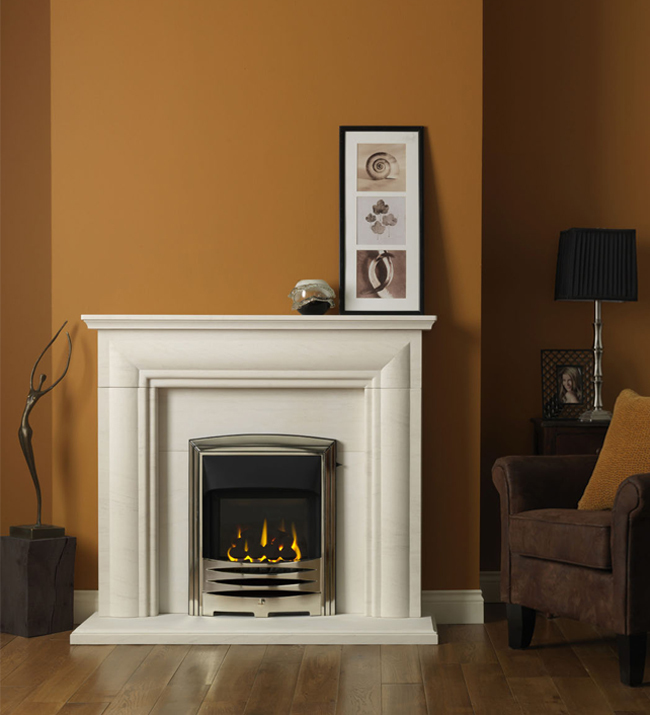 Ellerby 48" Limestone Fireplace Suite by The Gallery Collection
